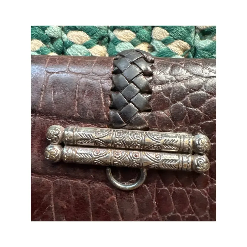 Brighton Vintage Leather Croc Wallet